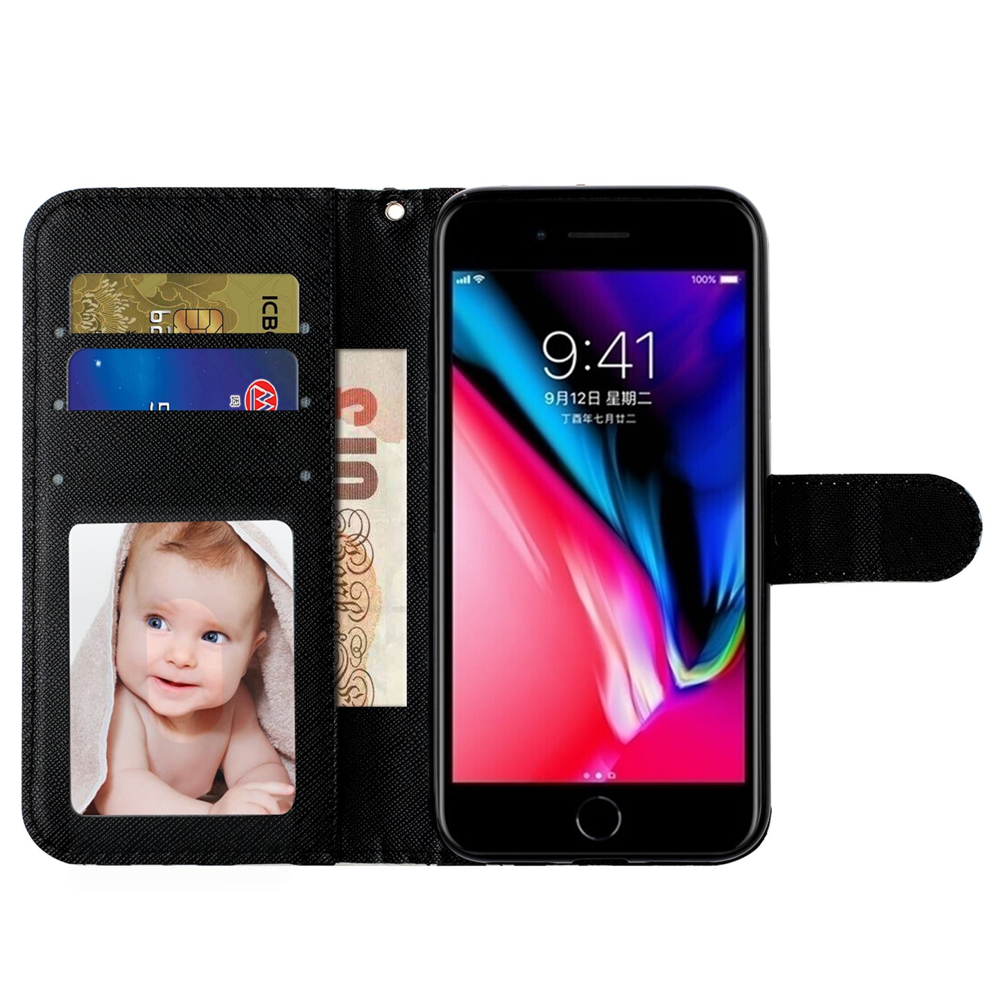 Light Spot Decor Pattern Printing Wallet Stand Flip Leather Case for iPhone 7/8/SE (2020)/SE (2022)