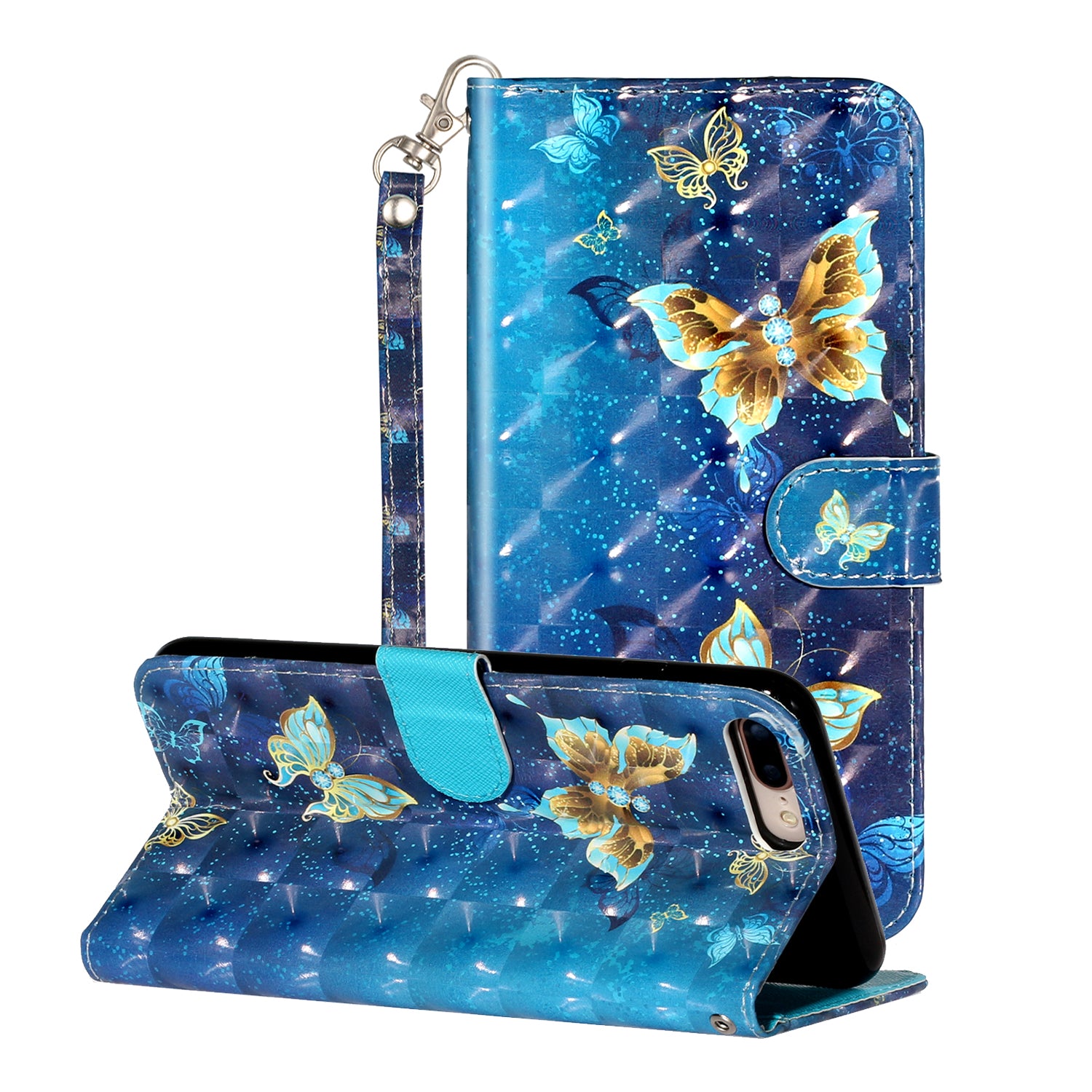 Light Spot Decor Pattern Printing Wallet Stand Leather Cover for iPhone 7 Plus/8 Plus 5.5 inch