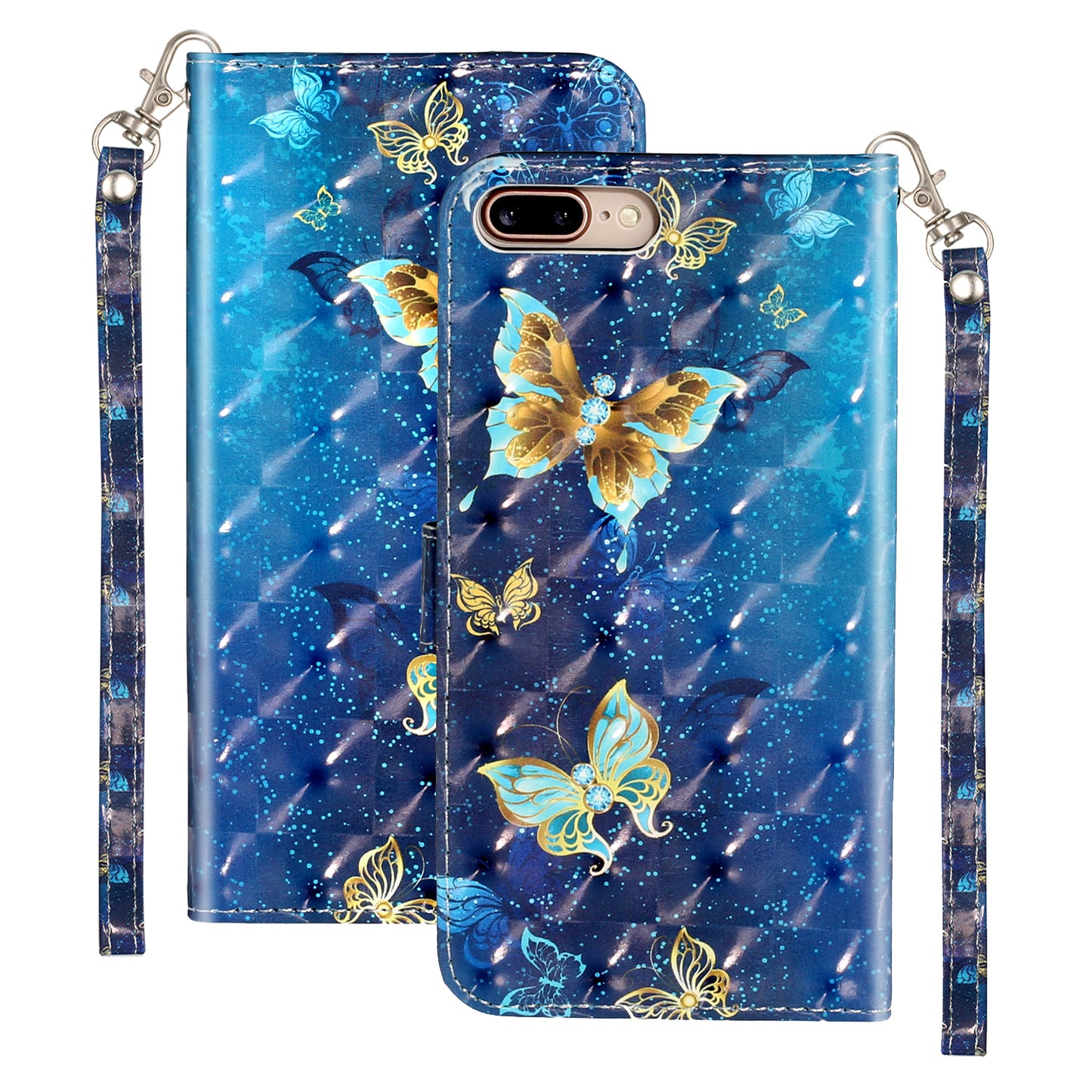Light Spot Decor Pattern Printing Wallet Stand Leather Cover for iPhone 7 Plus/8 Plus 5.5 inch
