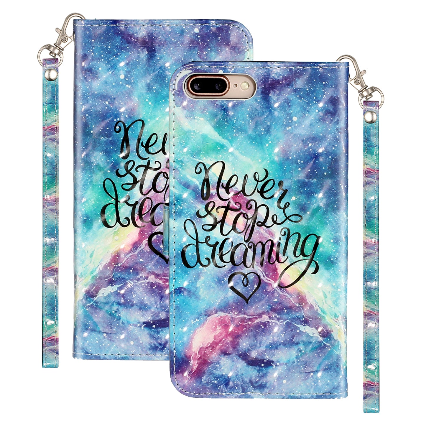 Light Spot Decor Pattern Printing Wallet Stand Leather Cover for iPhone 7 Plus/8 Plus 5.5 inch