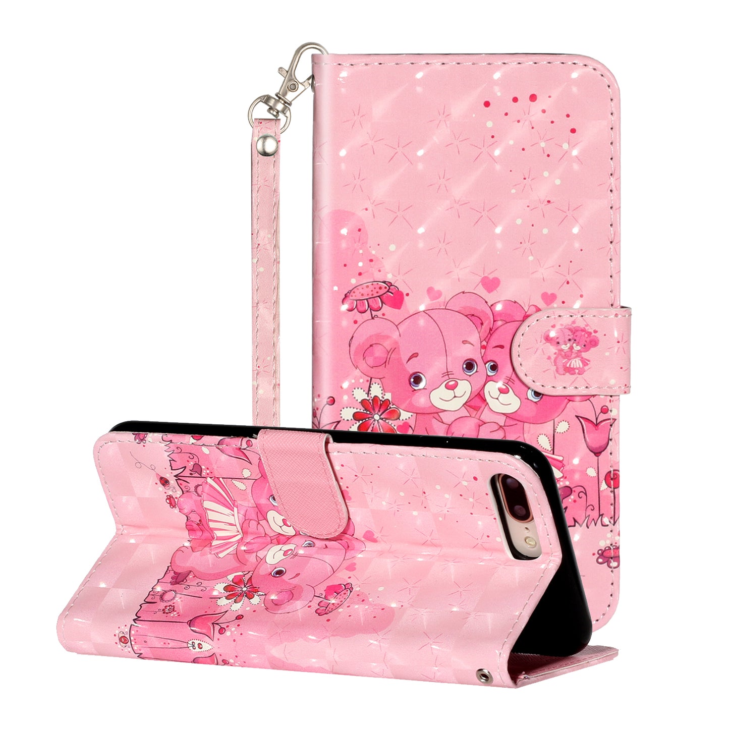 Light Spot Decor Pattern Printing Wallet Stand Leather Cover for iPhone 7 Plus/8 Plus 5.5 inch