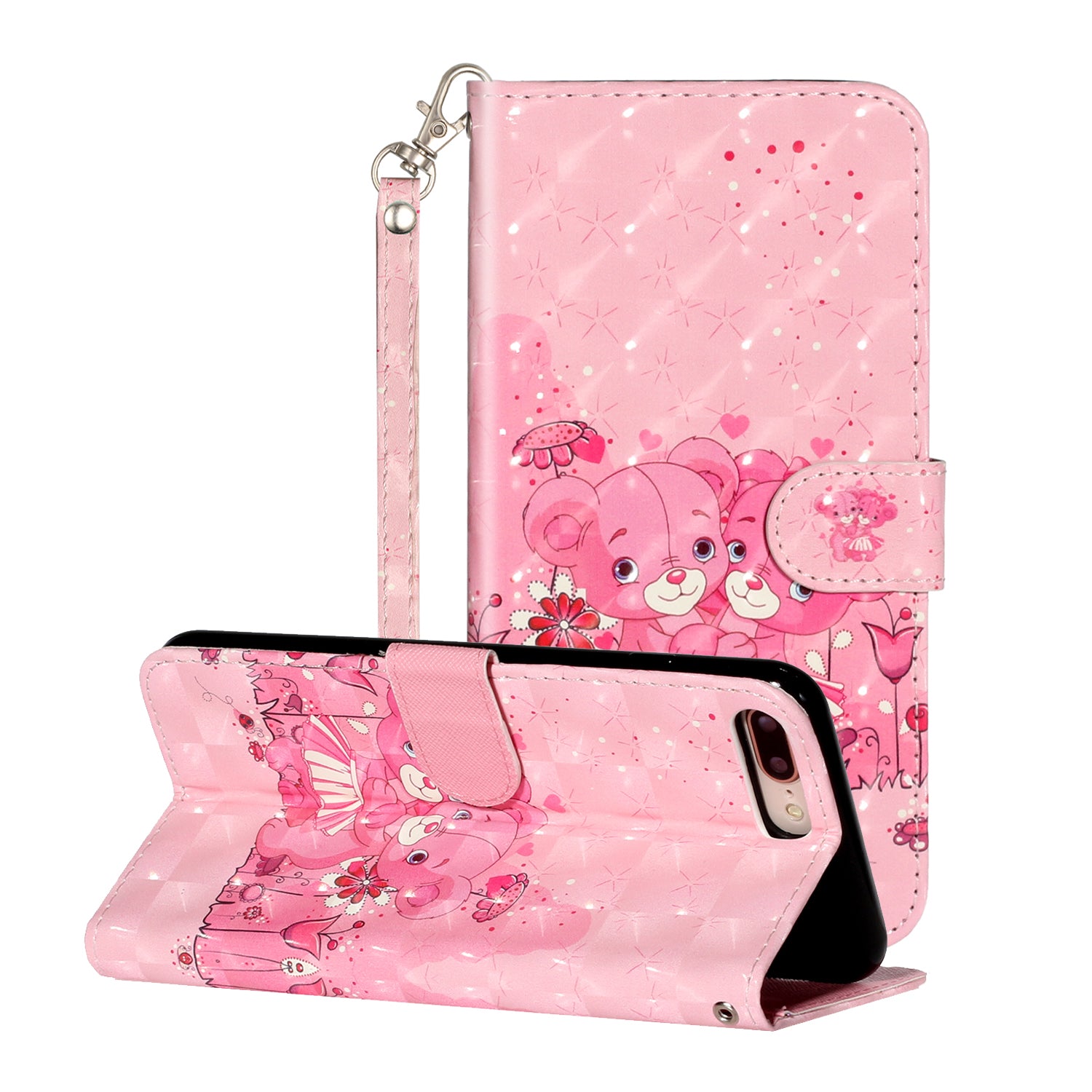 Light Spot Decor Pattern Printing Wallet Stand Leather Cover for iPhone 7 Plus/8 Plus 5.5 inch