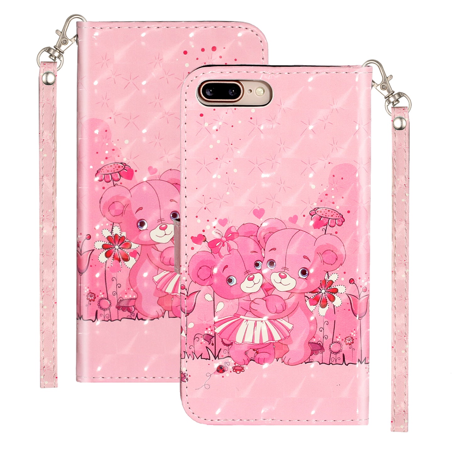 Light Spot Decor Pattern Printing Wallet Stand Leather Cover for iPhone 7 Plus/8 Plus 5.5 inch