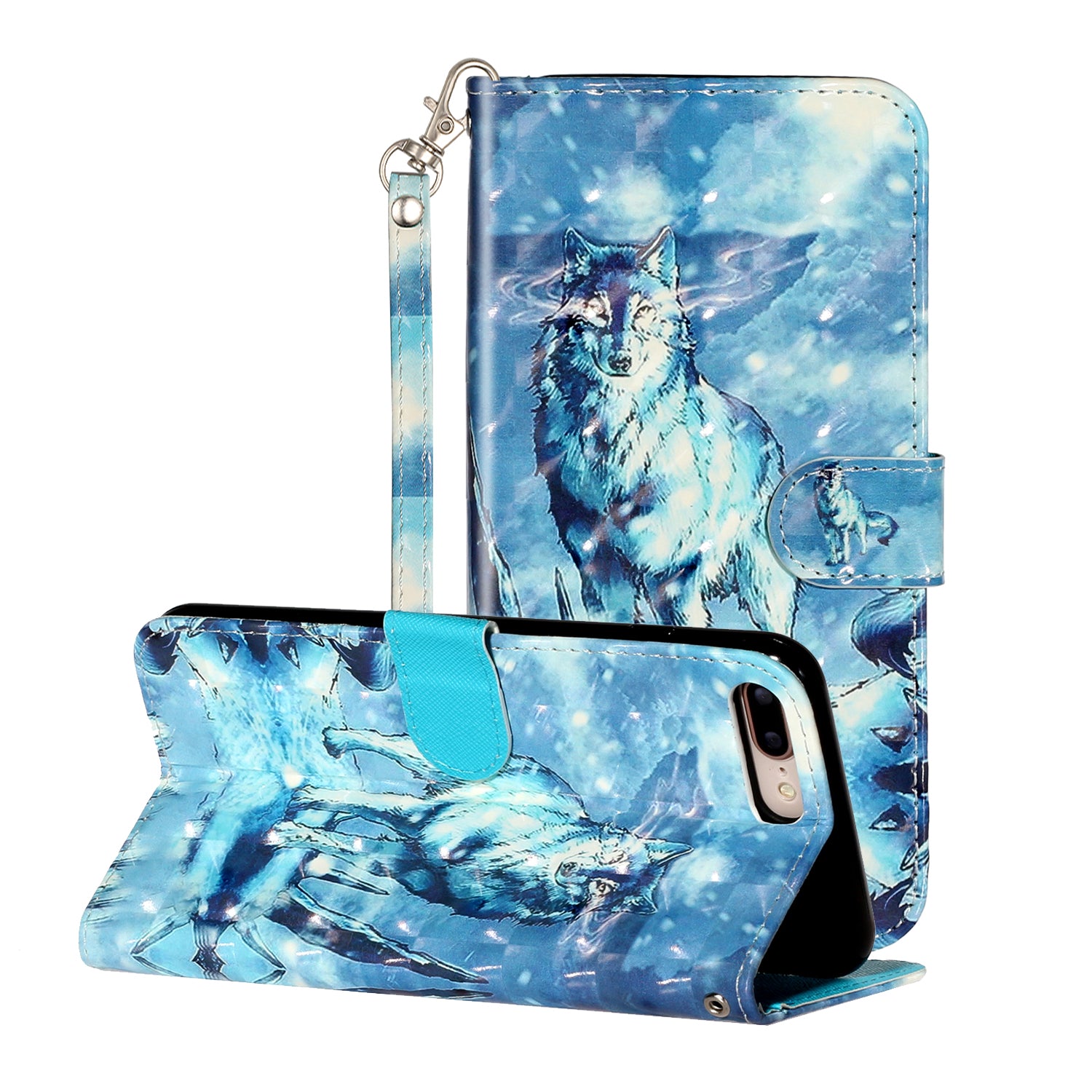 Light Spot Decor Pattern Printing Wallet Stand Leather Cover for iPhone 7 Plus/8 Plus 5.5 inch