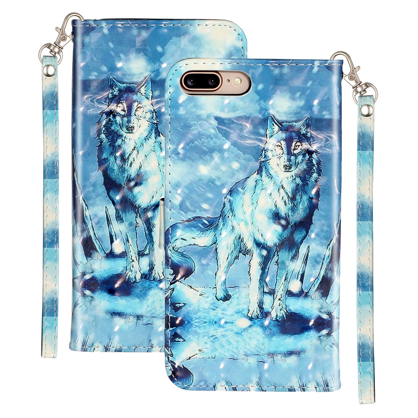 Light Spot Decor Pattern Printing Wallet Stand Leather Cover for iPhone 7 Plus/8 Plus 5.5 inch