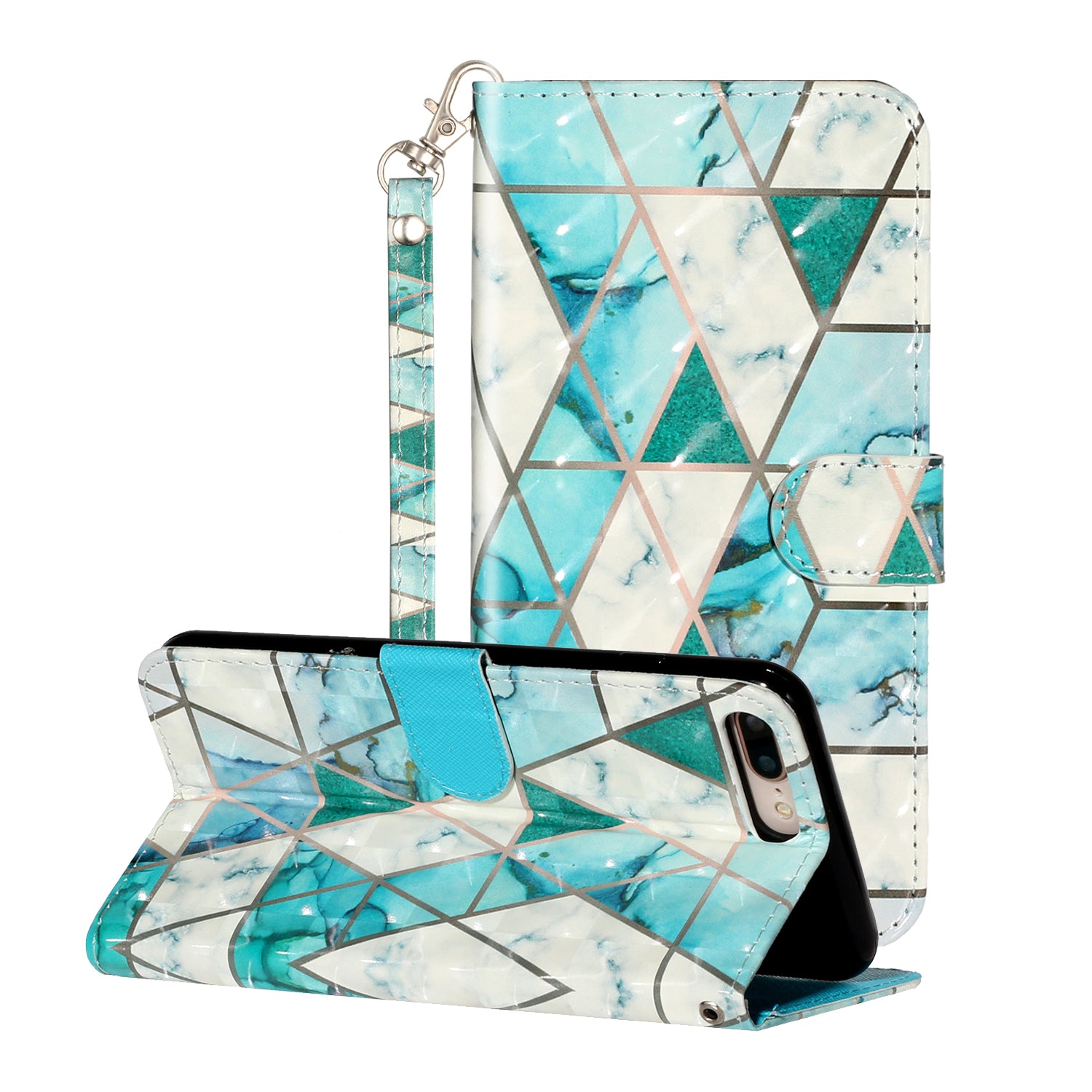 Light Spot Decor Pattern Printing Wallet Stand Leather Cover for iPhone 7 Plus/8 Plus 5.5 inch