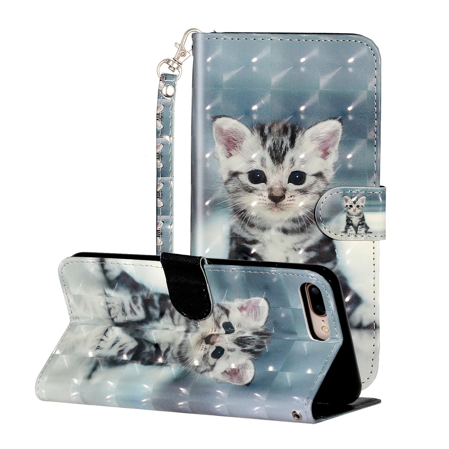 Light Spot Decor Pattern Printing Wallet Stand Leather Cover for iPhone 7 Plus/8 Plus 5.5 inch