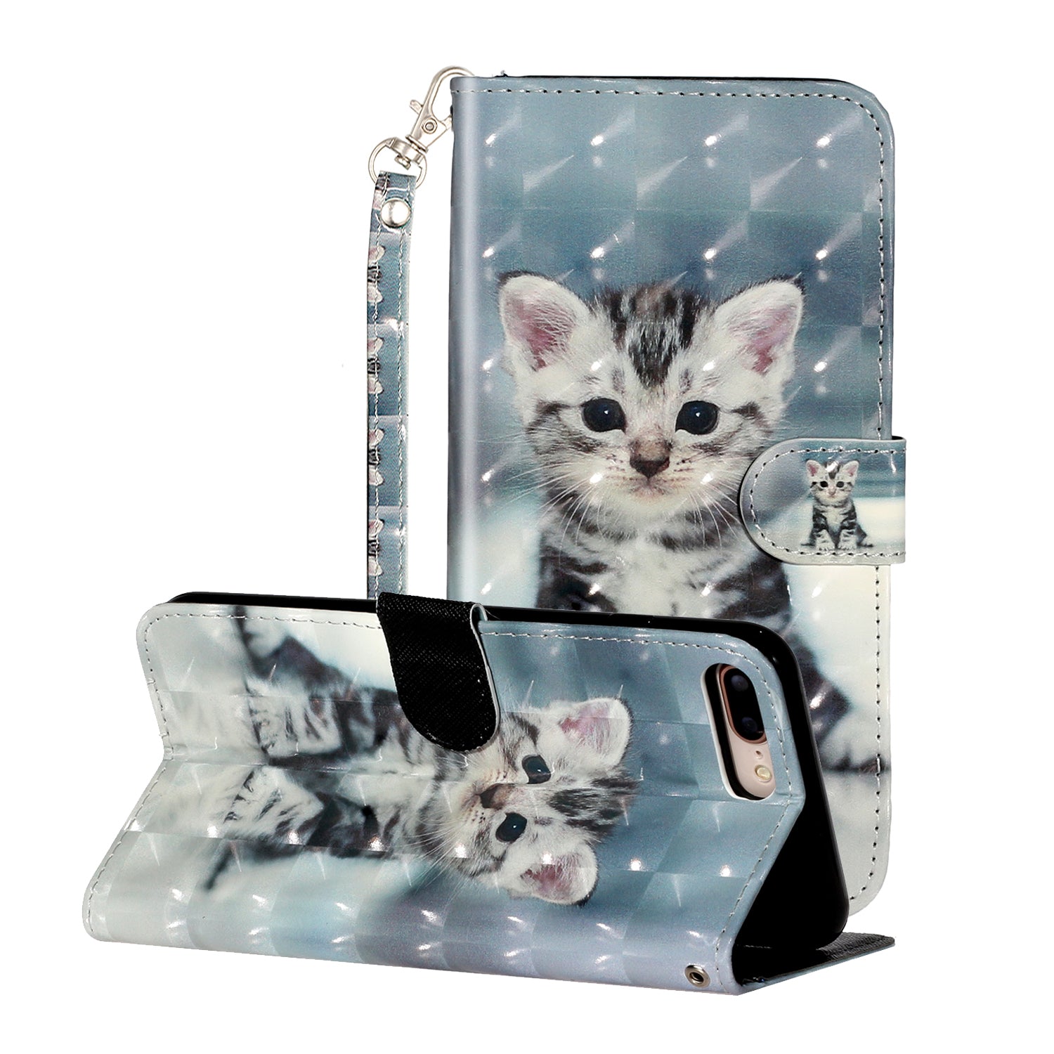 Light Spot Decor Pattern Printing Wallet Stand Leather Cover for iPhone 7 Plus/8 Plus 5.5 inch