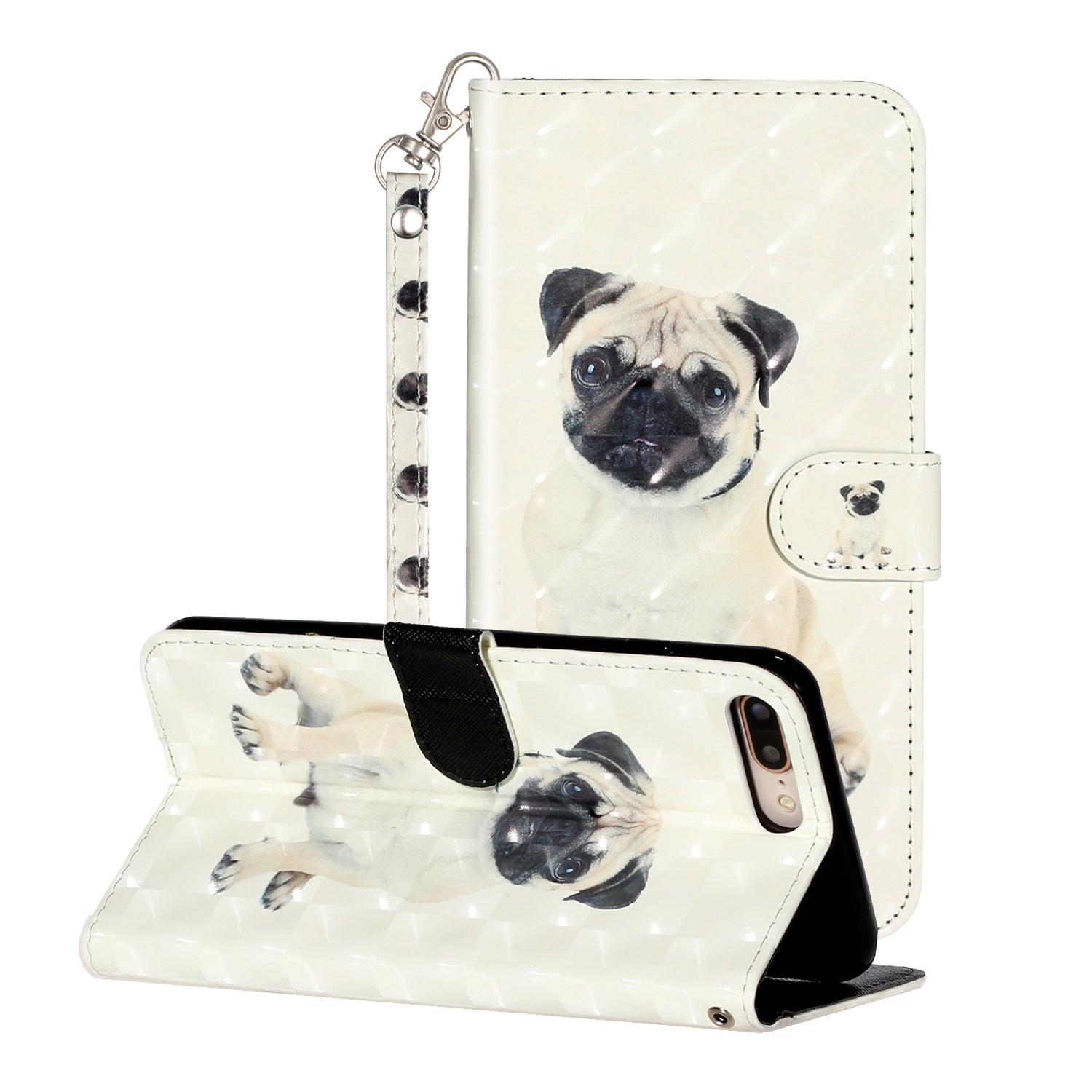 Light Spot Decor Pattern Printing Wallet Stand Leather Cover for iPhone 7 Plus/8 Plus 5.5 inch