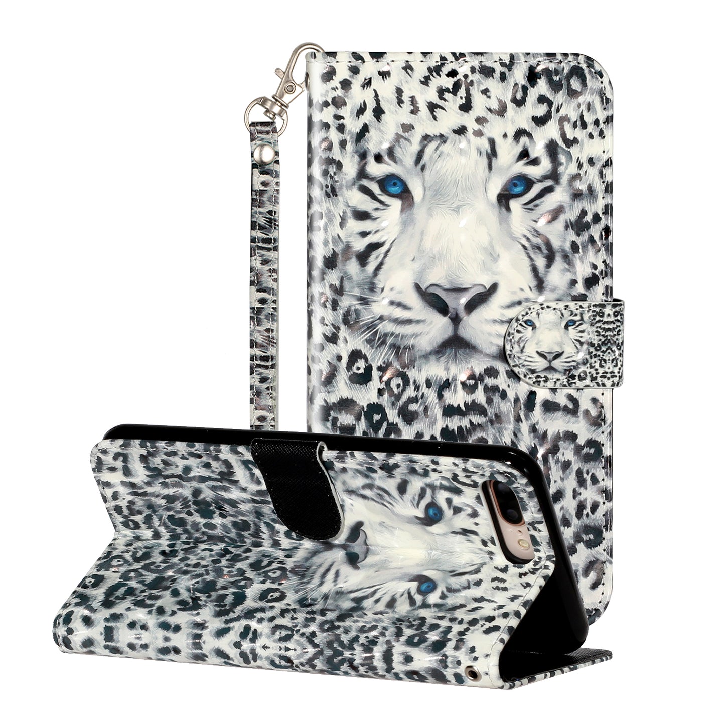 Light Spot Decor Pattern Printing Wallet Stand Leather Cover for iPhone 7 Plus/8 Plus 5.5 inch