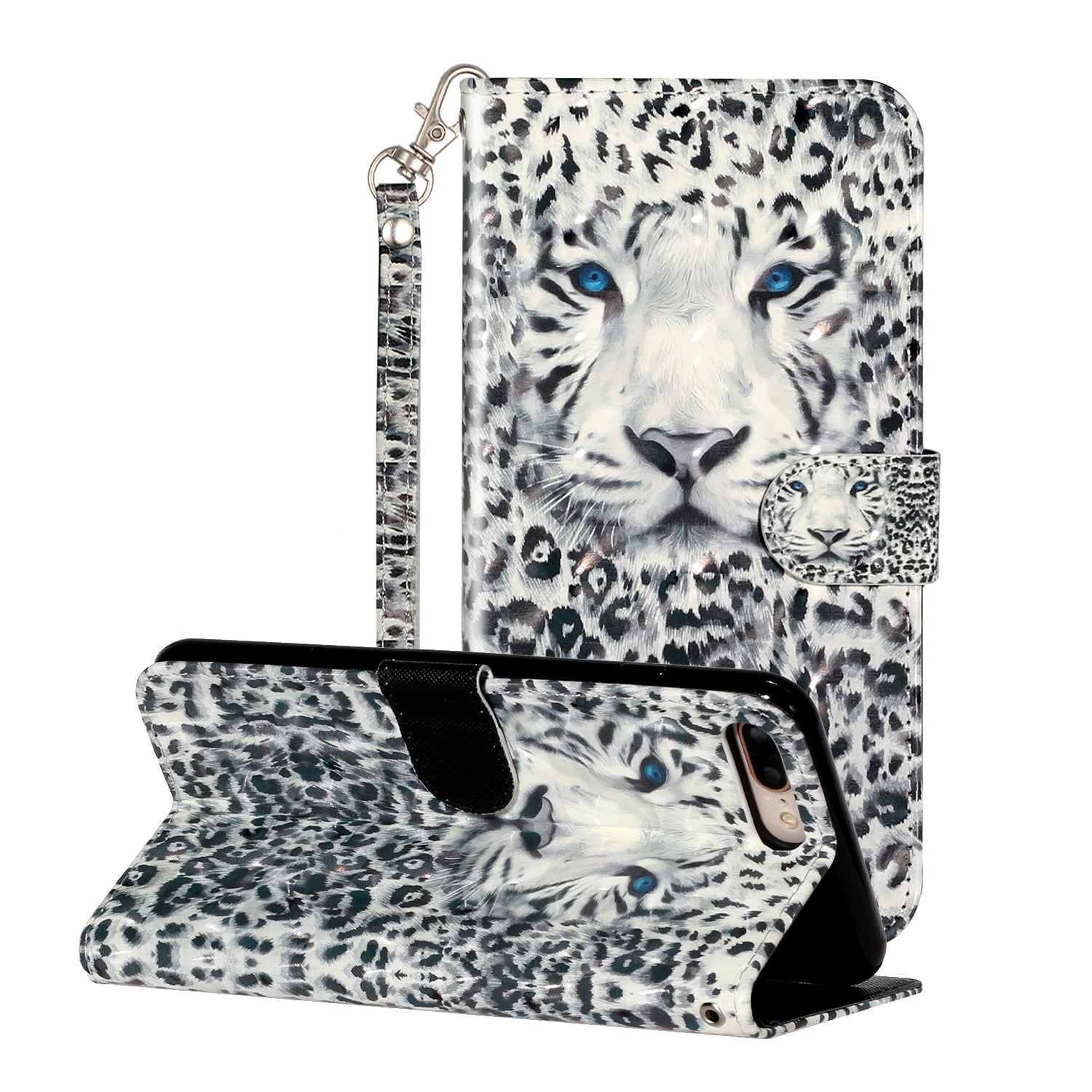 Light Spot Decor Pattern Printing Wallet Stand Leather Cover for iPhone 7 Plus/8 Plus 5.5 inch