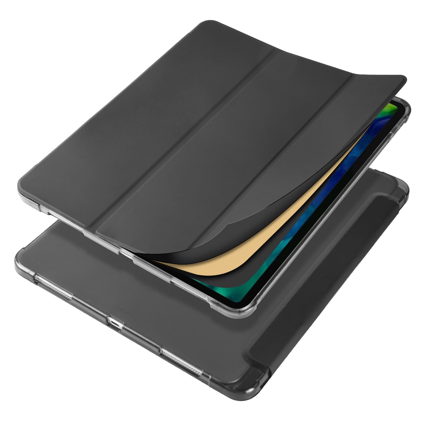 Tri-fold Stand Wake/Sleep Leather Tablet Case Shell with Pen Slot for iPad Pro 12.9-inch (2020)/(2018)