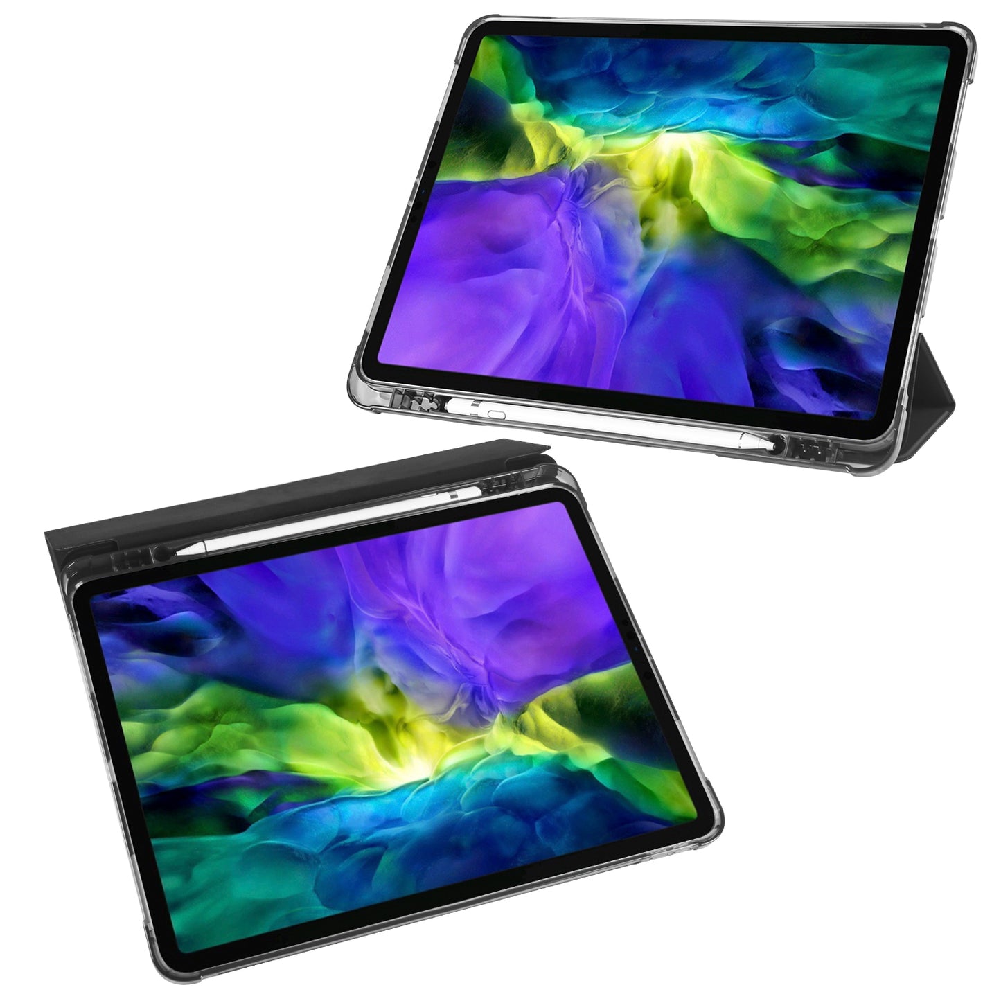 Tri-fold Stand Wake/Sleep Leather Tablet Case Shell with Pen Slot for iPad Pro 12.9-inch (2020)/(2018)