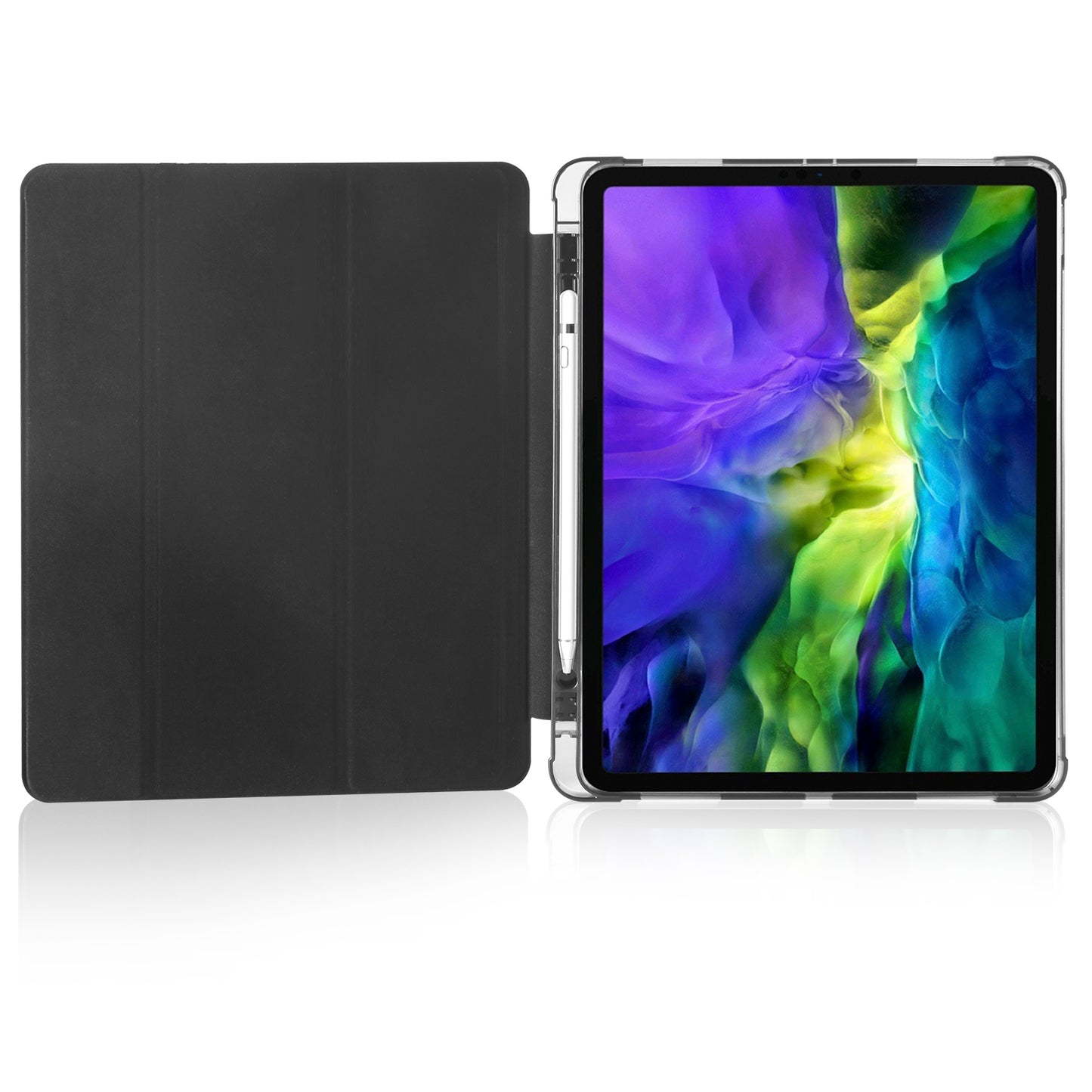 Tri-fold Stand Wake/Sleep Leather Tablet Case Shell with Pen Slot for iPad Pro 12.9-inch (2020)/(2018)