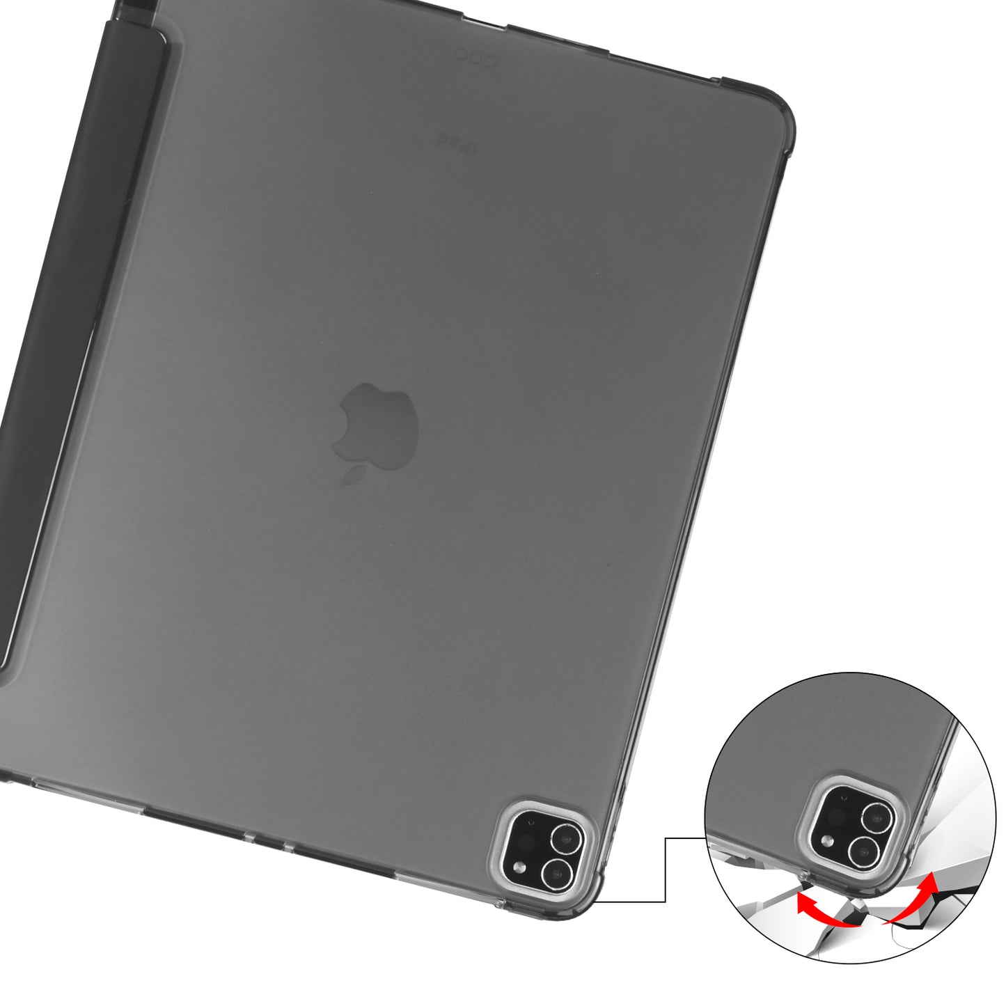 Tri-fold Stand Wake/Sleep Leather Tablet Case Shell with Pen Slot for iPad Pro 12.9-inch (2020)/(2018)
