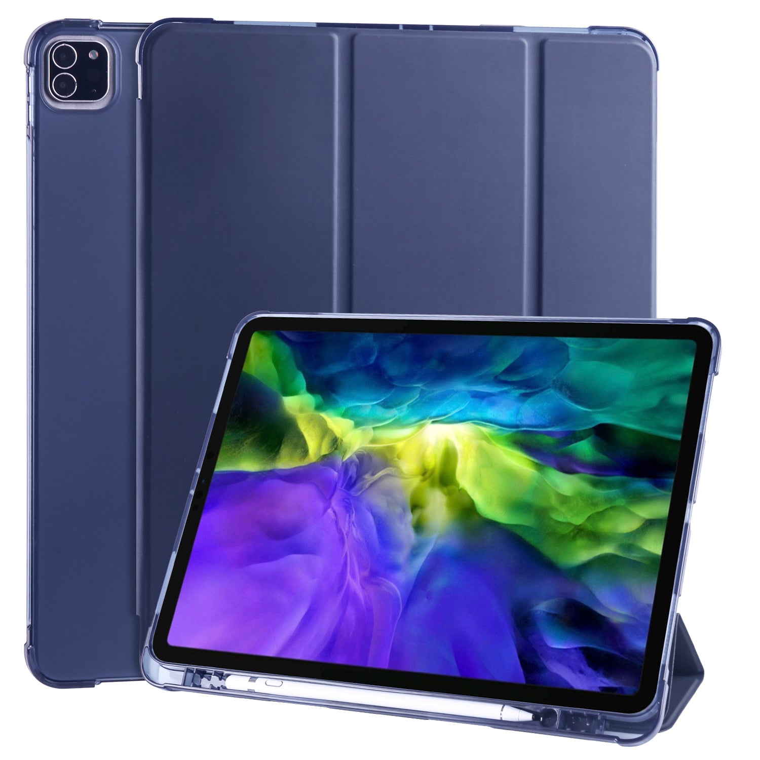 Tri-fold Stand Leather Smart Cover with Pen Slot for iPad Pro 11-inch (2020)/(2018)
