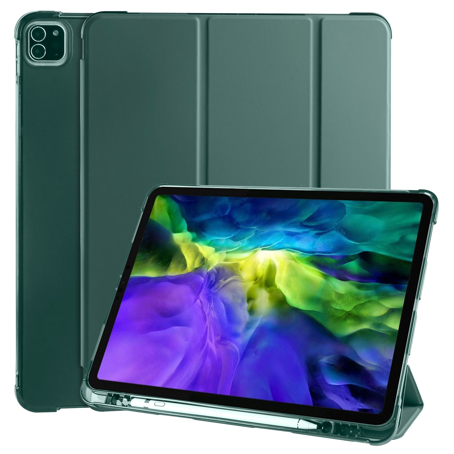 Tri-fold Stand Leather Smart Cover with Pen Slot for iPad Pro 11-inch (2020)/(2018)