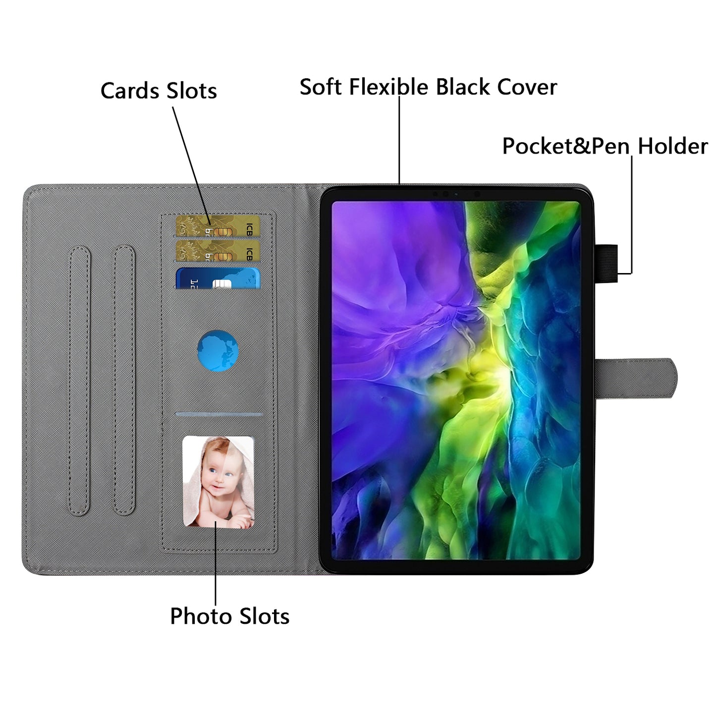 Pattern Printing Leather Card Slots Cover Case for iPad Pro 11-inch (2020)/(2018)