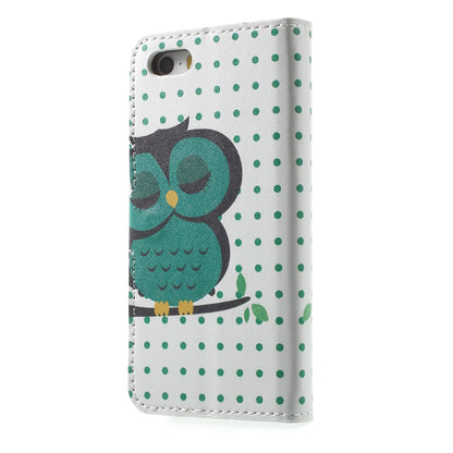 Water Transfer Printing Patterned Leather Wallet Stand Protective Case for iPhone SE/5s/5