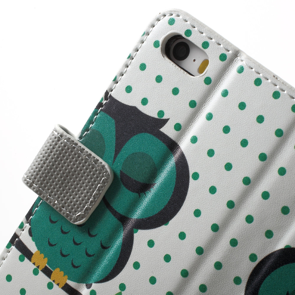 Water Transfer Printing Patterned Leather Wallet Stand Protective Case for iPhone SE/5s/5