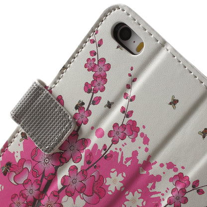 Water Transfer Printing Patterned Leather Wallet Stand Protective Case for iPhone SE/5s/5