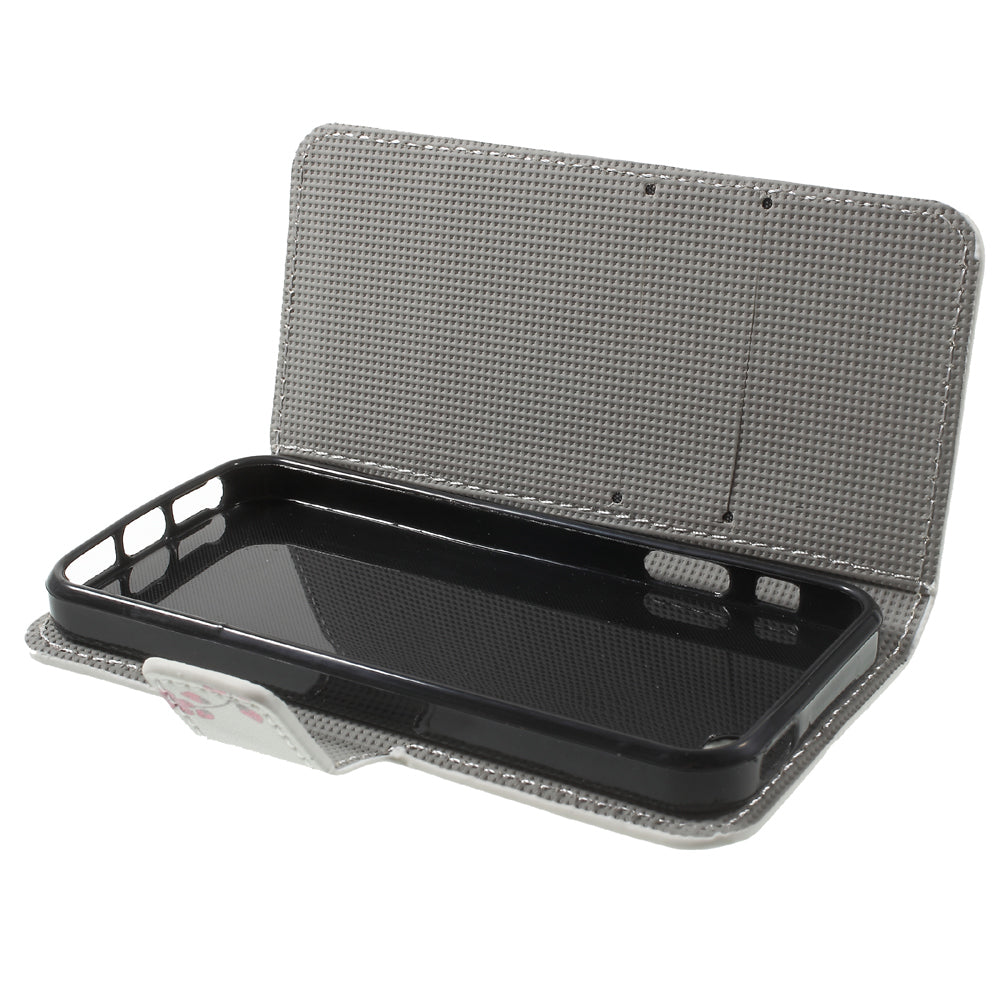 Water Transfer Printing Patterned Leather Wallet Stand Protective Case for iPhone SE/5s/5