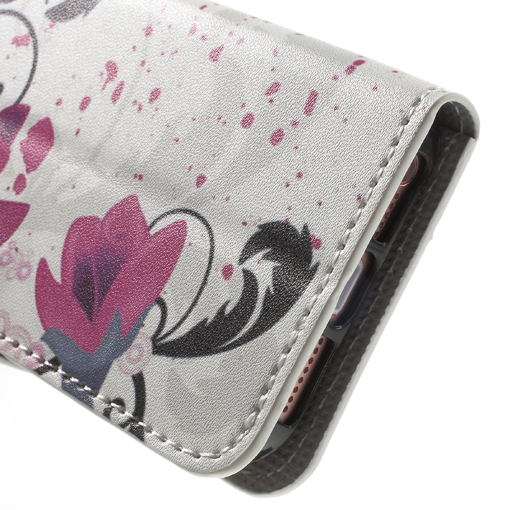 Water Transfer Printing Patterned Leather Wallet Stand Protective Case for iPhone SE/5s/5