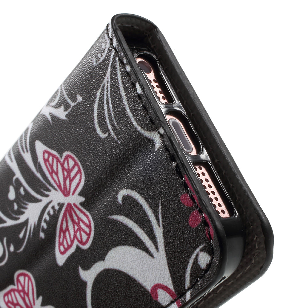 Water Transfer Printing Patterned Leather Wallet Stand Protective Case for iPhone SE/5s/5