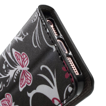 Water Transfer Printing Patterned Leather Wallet Stand Protective Case for iPhone SE/5s/5