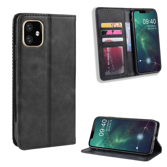 Auto-absorbed Retro PU Leather Stylish Cover for iPhone 12