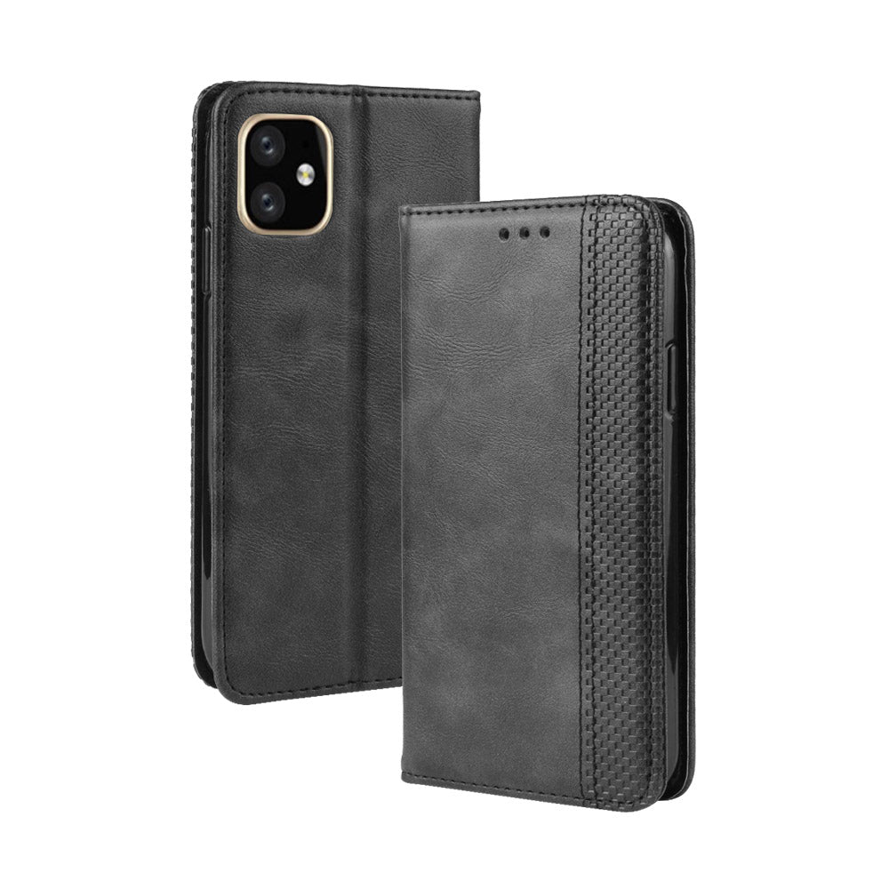 Auto-absorbed Retro PU Leather Stylish Cover for iPhone 12