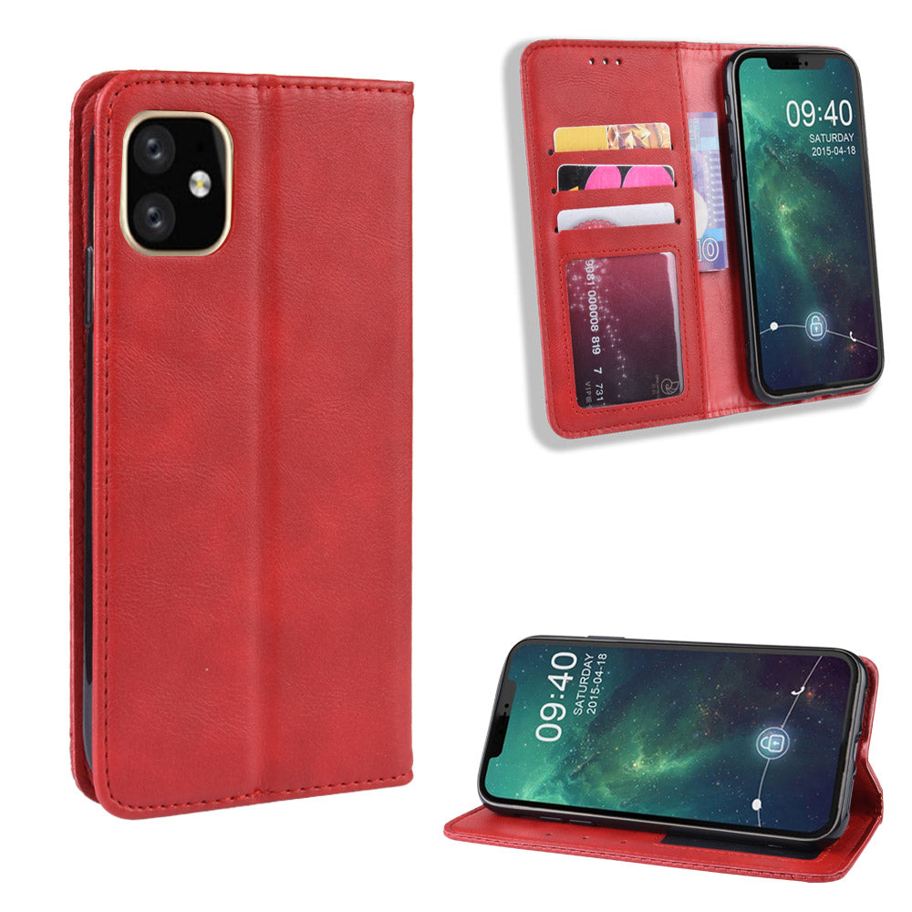Auto-absorbed Retro PU Leather Stylish Cover for iPhone 12