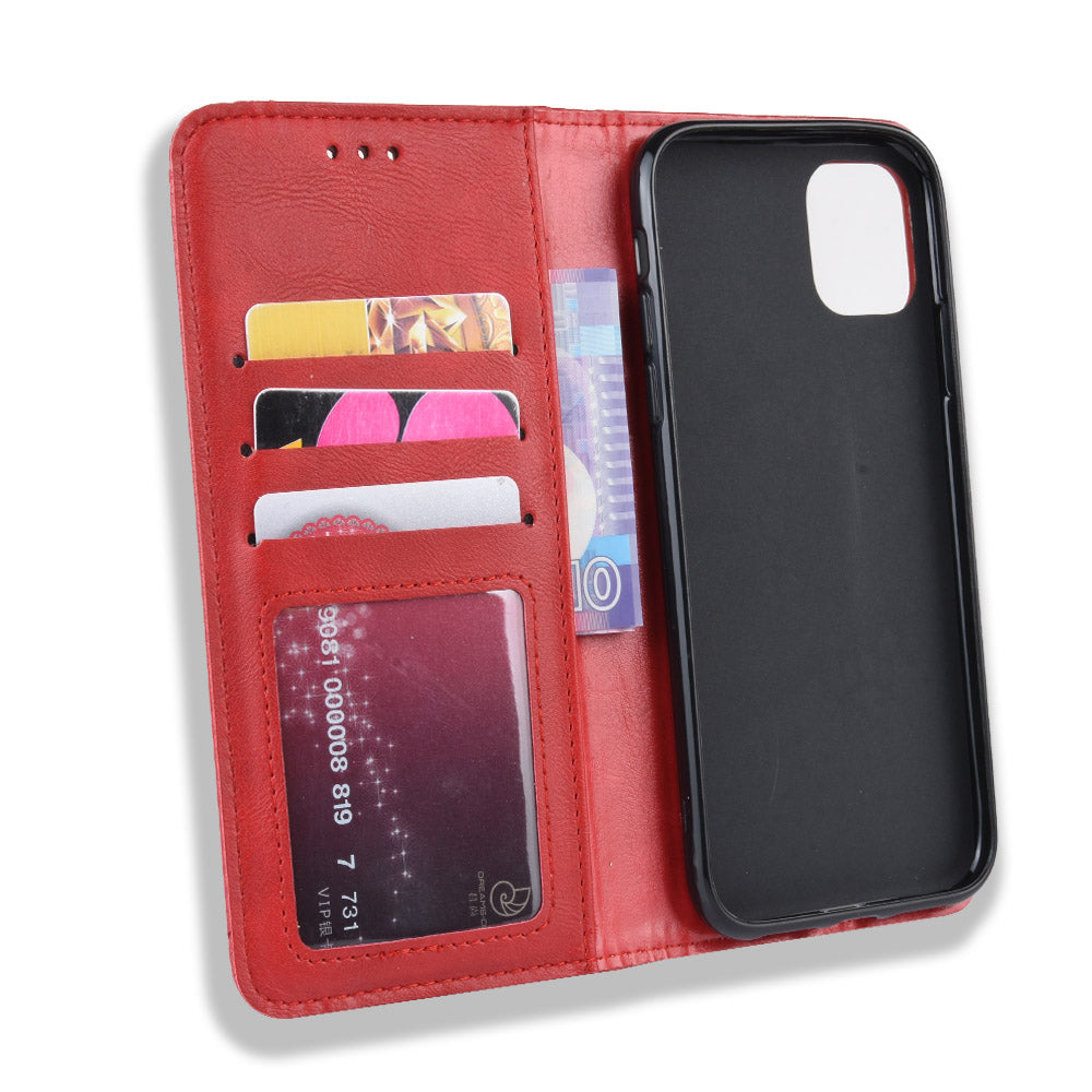 Auto-absorbed Retro PU Leather Stylish Cover for iPhone 12
