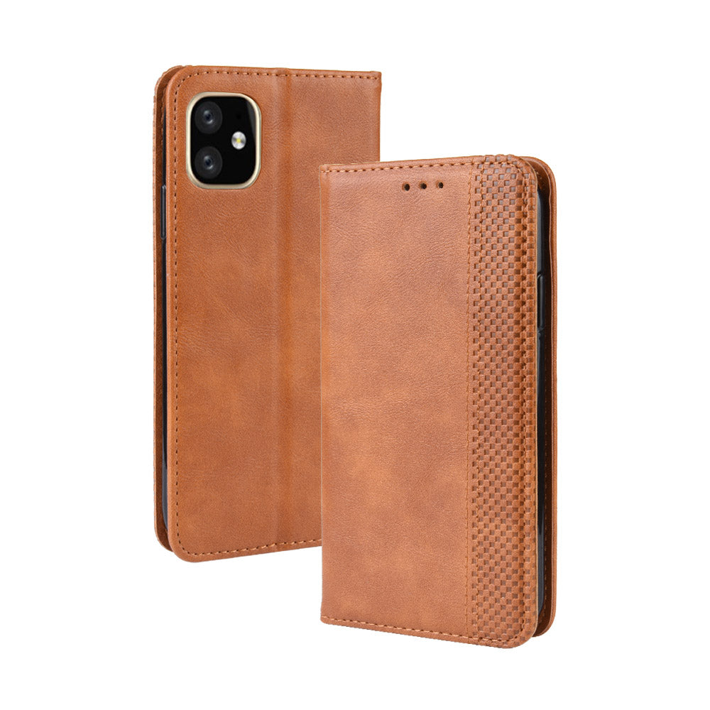 Auto-absorbed Retro PU Leather Stylish Cover for iPhone 12