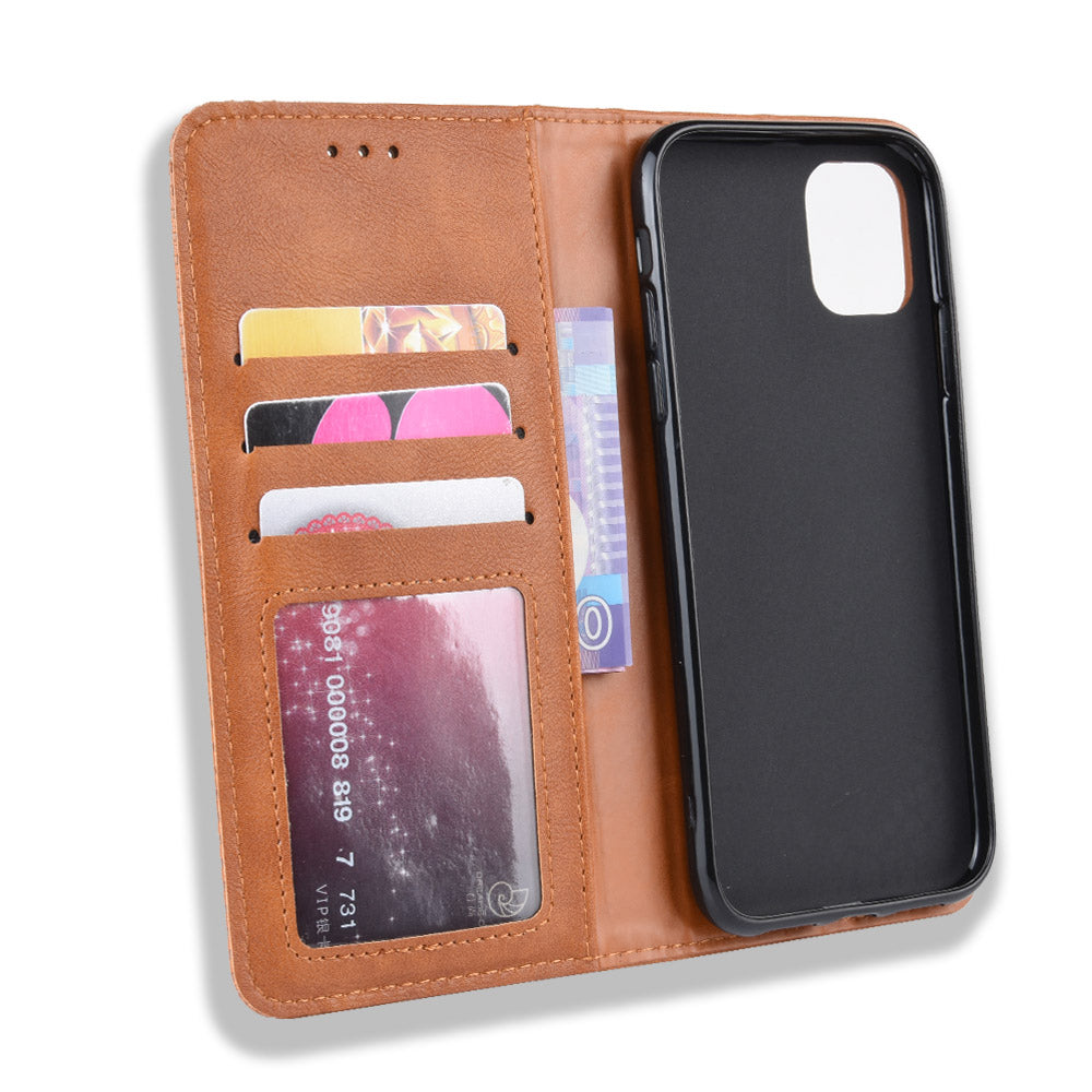Auto-absorbed Retro PU Leather Stylish Cover for iPhone 12