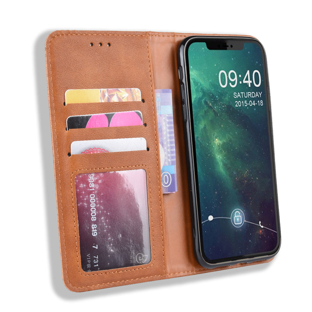 Auto-absorbed Retro PU Leather Stylish Cover for iPhone 12