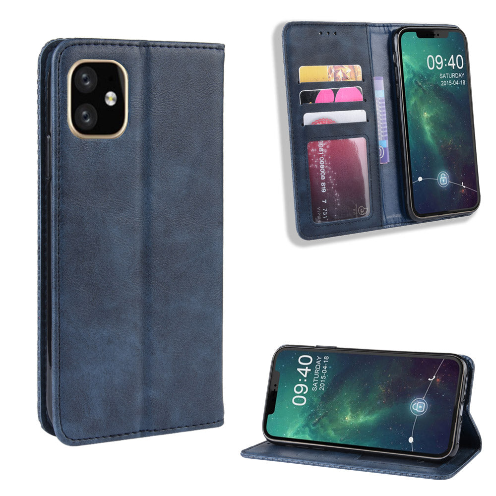 Auto-absorbed Retro PU Leather Stylish Cover for iPhone 12