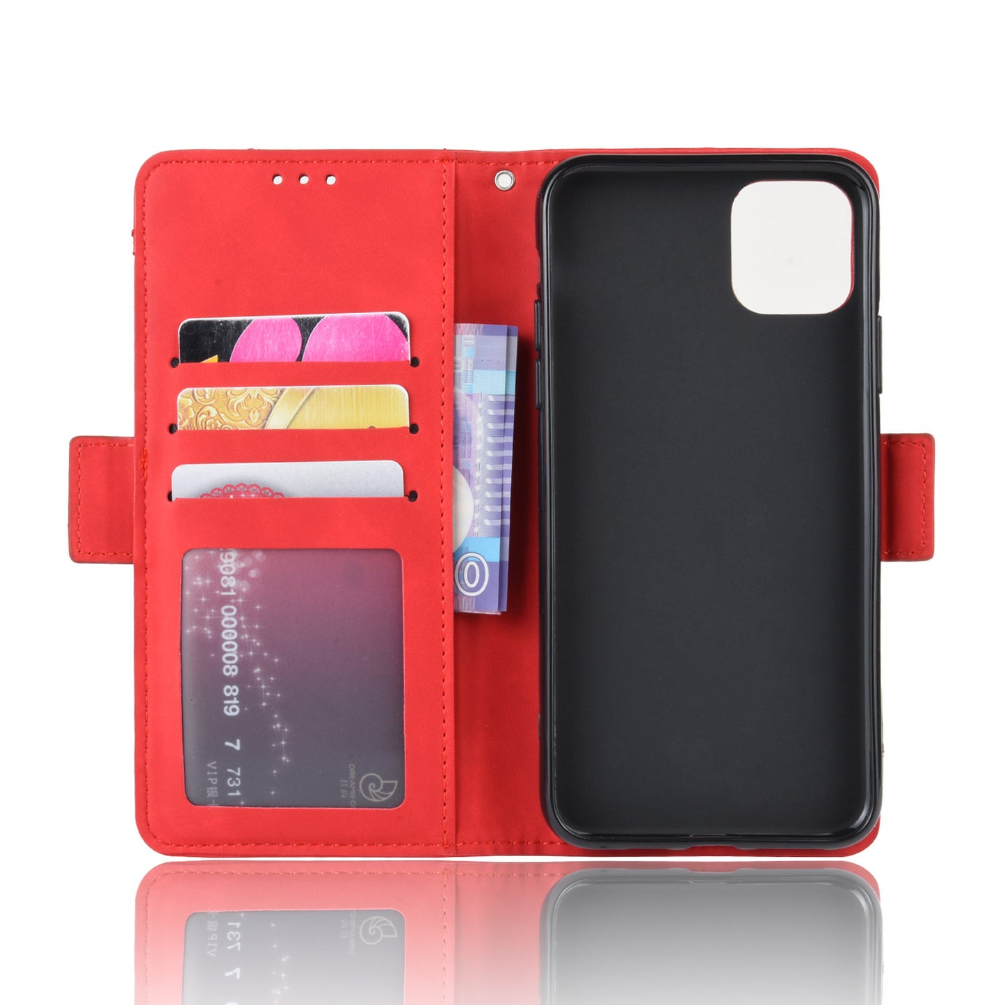 PU Leather with Multiple Card Slots Phone Cover for iPhone 12 with Magnetic Clasp Closure
