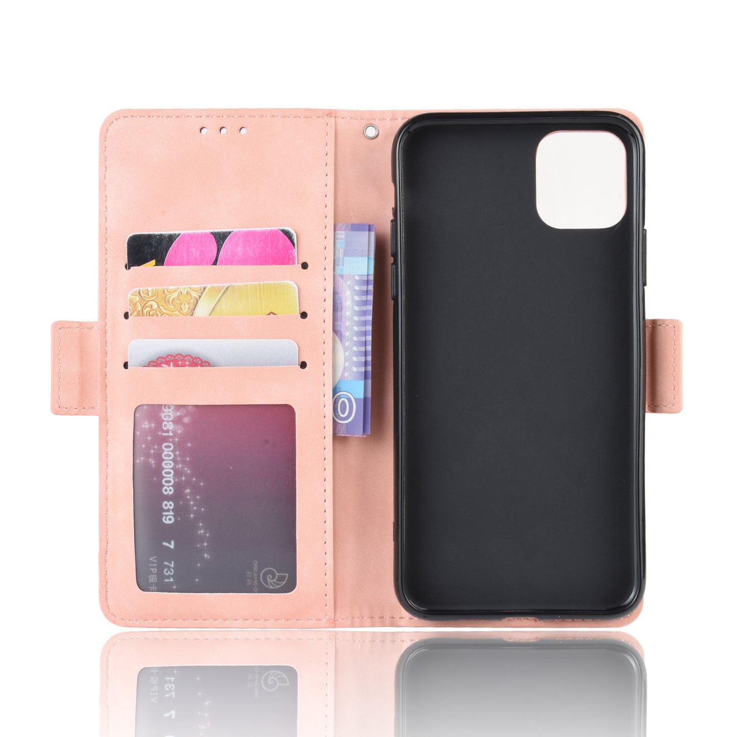 PU Leather with Multiple Card Slots Phone Cover for iPhone 12 with Magnetic Clasp Closure