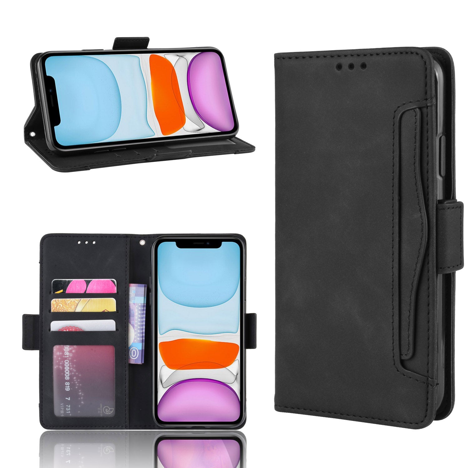 Leather Phone Unique Case with Multiple Card Slots for iPhone 12 Pro Max 6.7 inch
