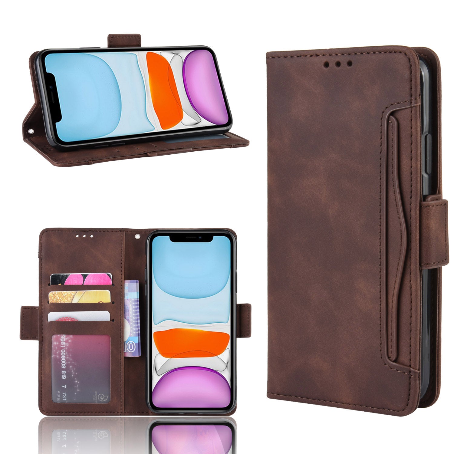 Leather Phone Unique Case with Multiple Card Slots for iPhone 12 Pro Max 6.7 inch