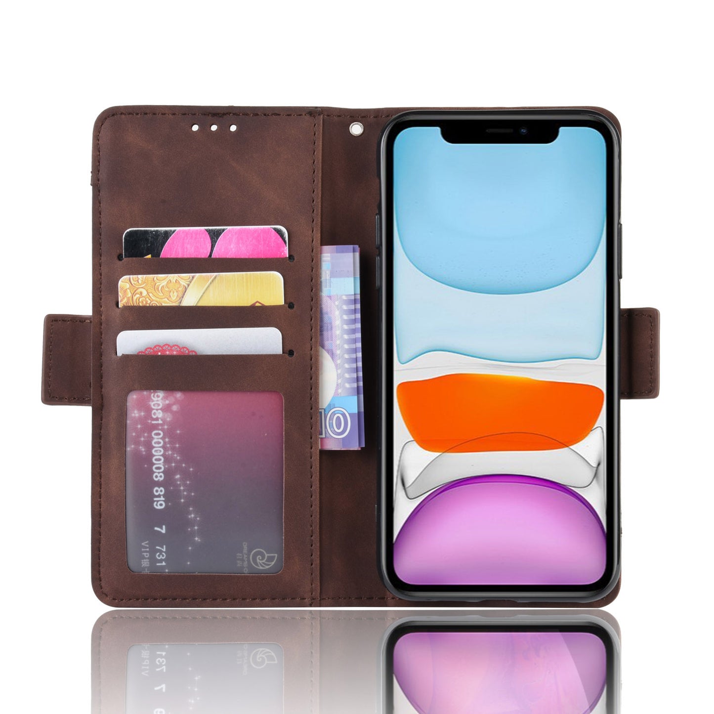 Leather Phone Unique Case with Multiple Card Slots for iPhone 12 Pro Max 6.7 inch