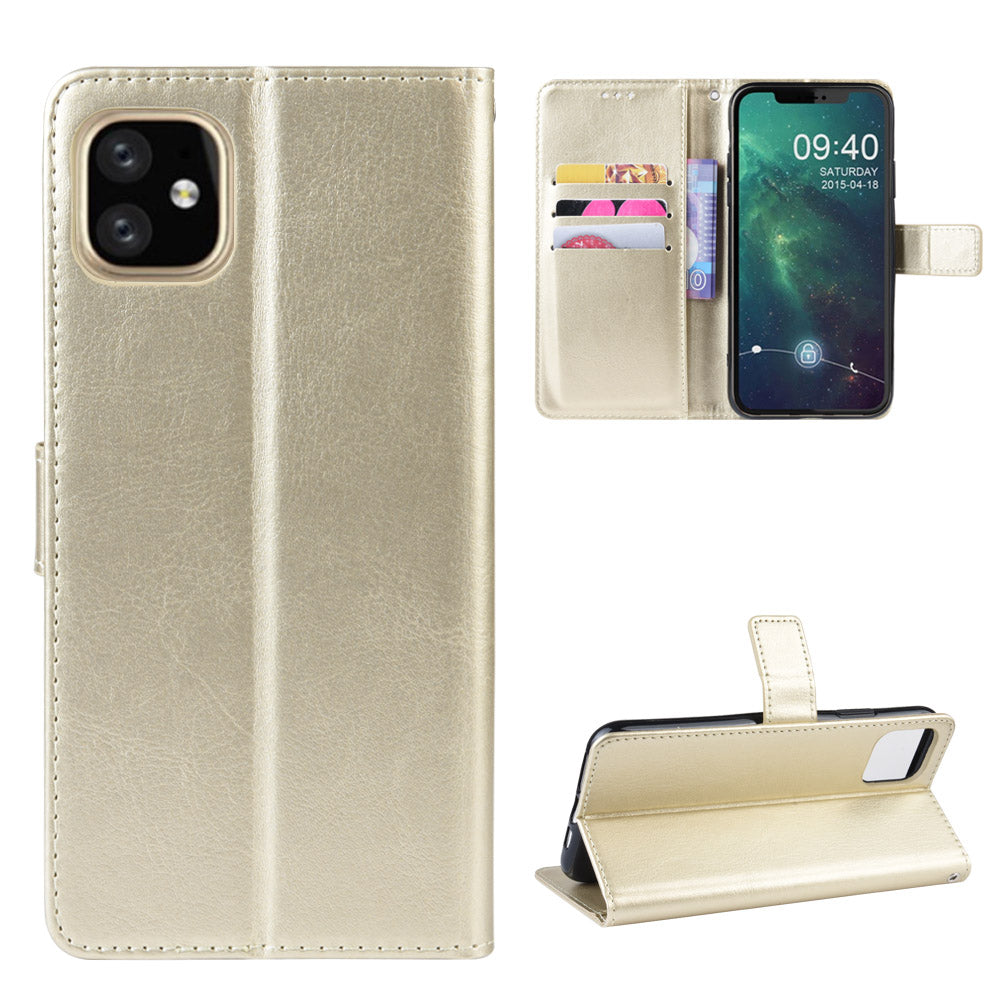 Crazy Horse Skin Leather Shell with Strap for iPhone 12 mini