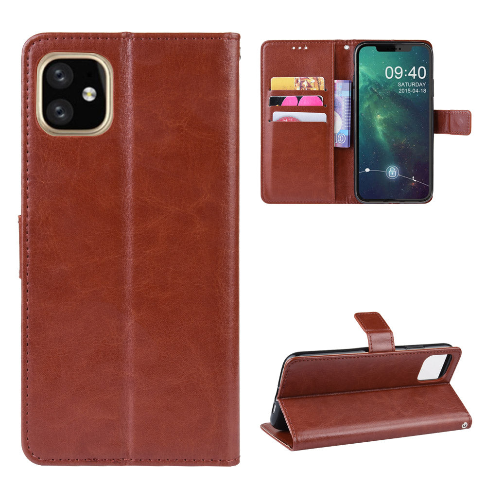 Crazy Horse Skin Leather Shell with Strap for iPhone 12 mini