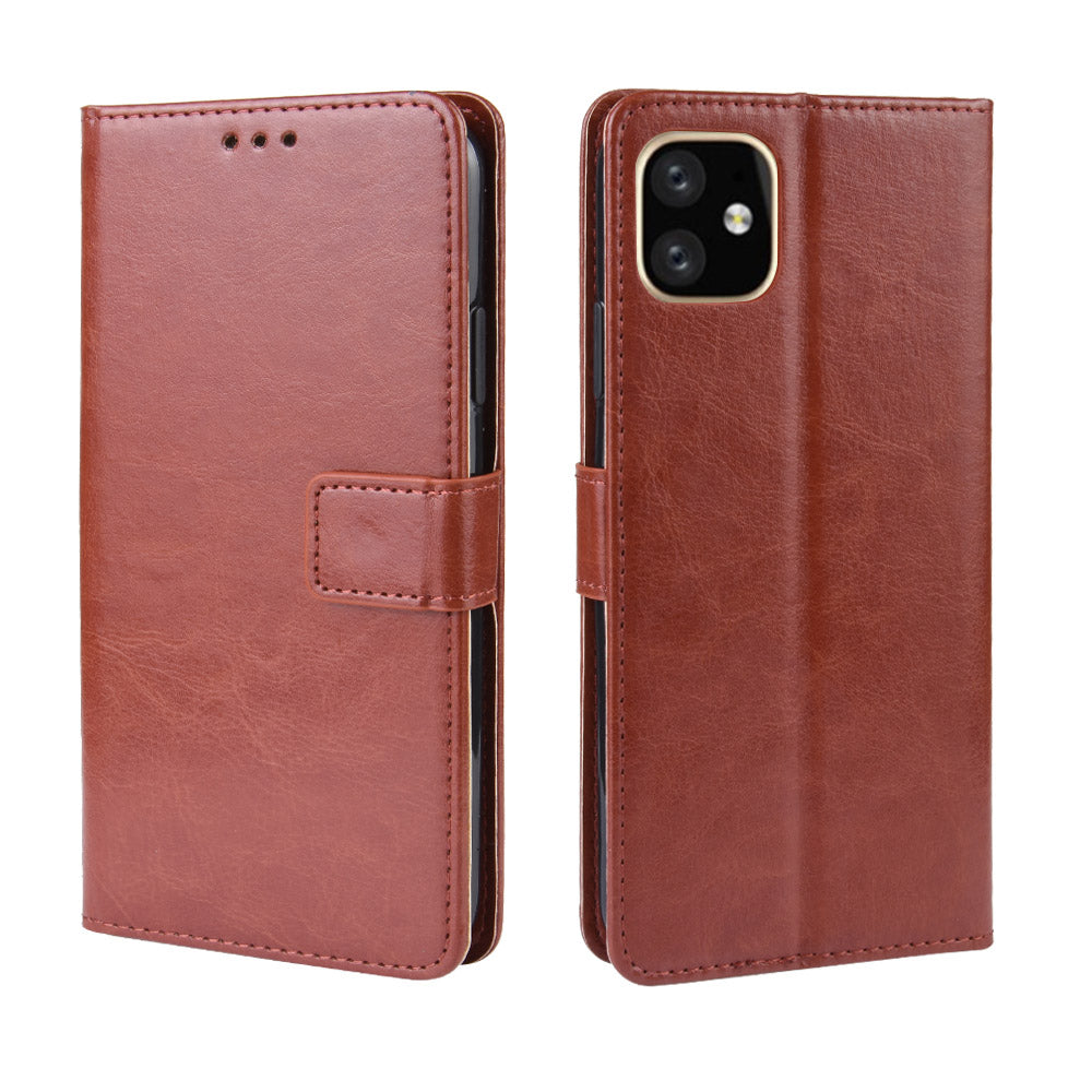 Crazy Horse Skin Leather Shell with Strap for iPhone 12 mini