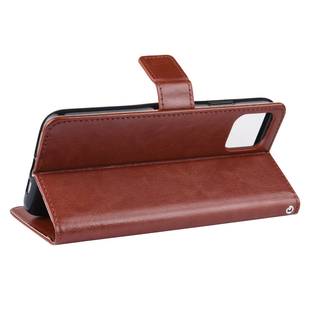 Crazy Horse Skin Leather Shell with Strap for iPhone 12 mini