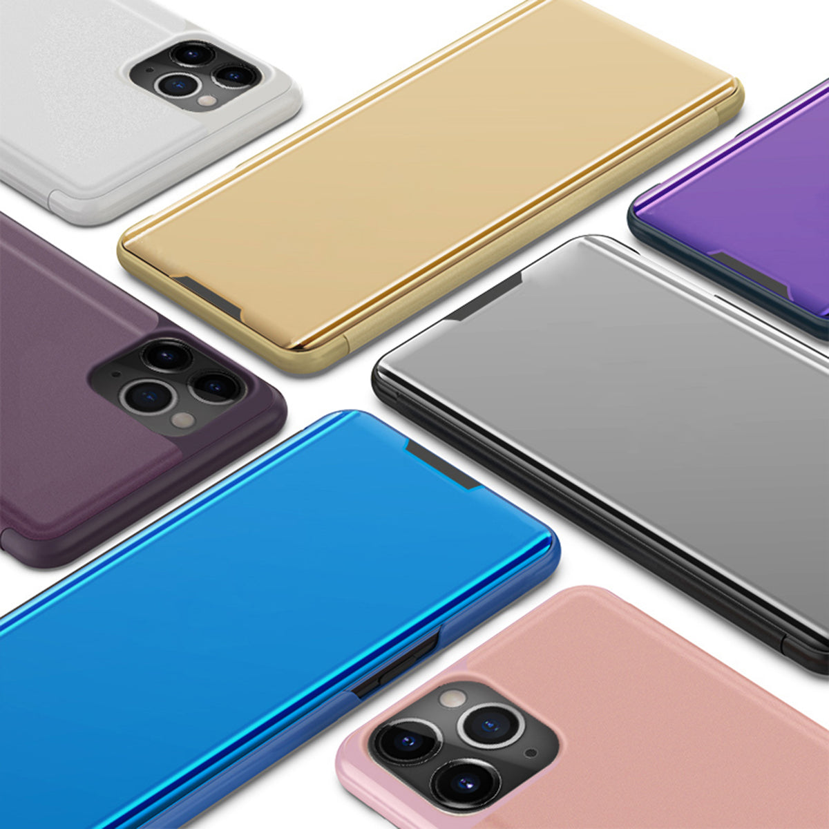 Plated Mirror Surface Flip Stand Leather Cover for iPhone 12 Pro Max 6.7 inch