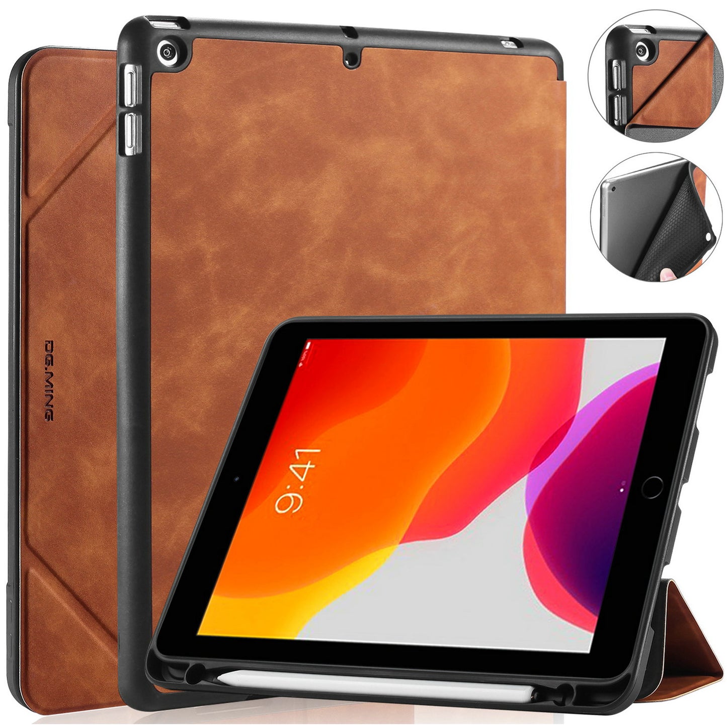 DG.MING See Series Case Auto Wake & Sleep Leather Shell for iPad 10.2 (2021)/(2020)/(2019)