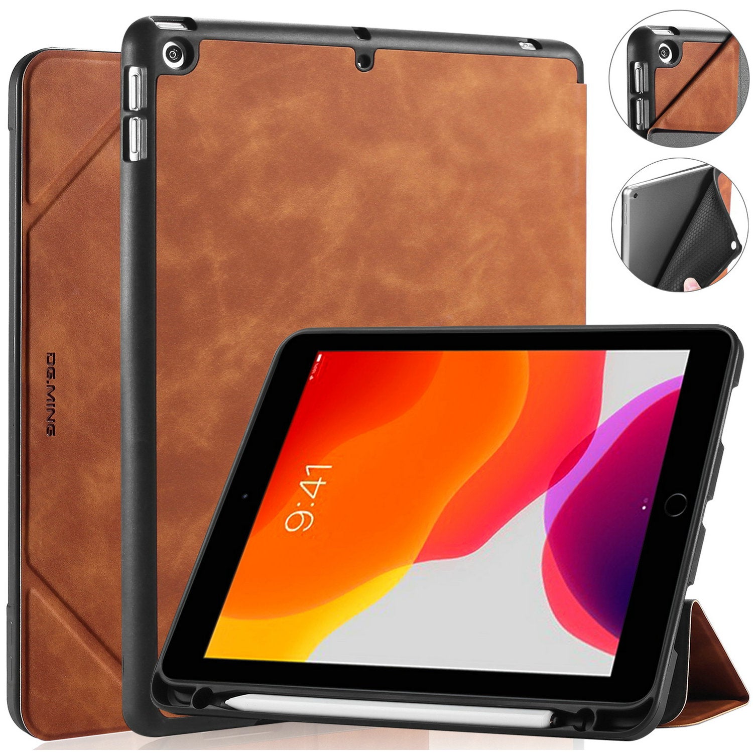 DG.MING See Series Case Auto Wake & Sleep Leather Shell for iPad 10.2 (2021)/(2020)/(2019)