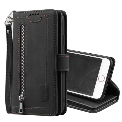 Zipper Pocket 9 Card Slots Leather Wallet Case for iPhone 6s/6